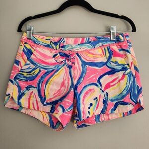 Lilly Pulitzer Size 2 Pink Tropical Shorts with Pink Fringe